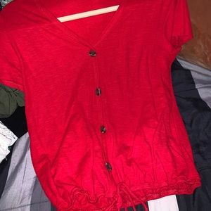 V neck tie front shirt size M